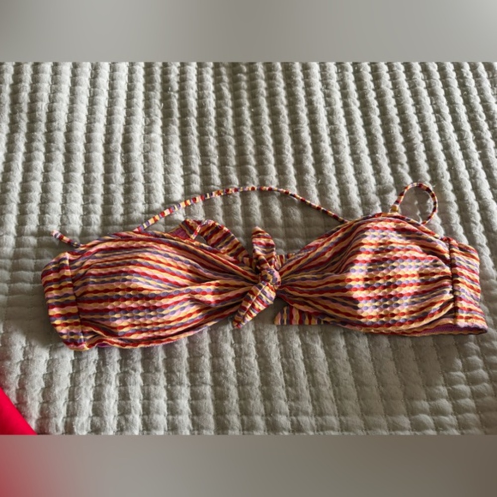 No Boundaries Striped Bandeau Bikini Top - Pink, Orange & Yellow